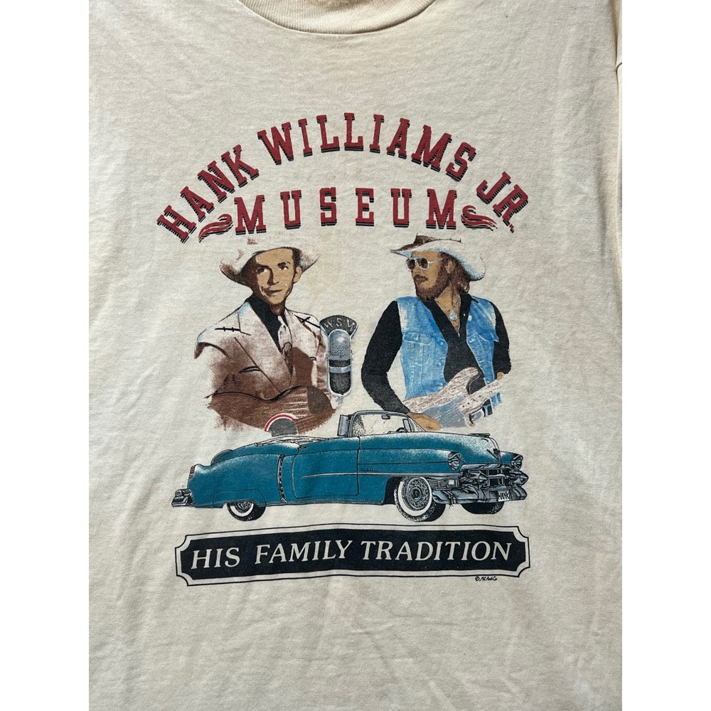 Vintage Hank Williams Jr Museum T-Shirt Screen Stars Best Cream Mens Large L - Picture 10 of 10